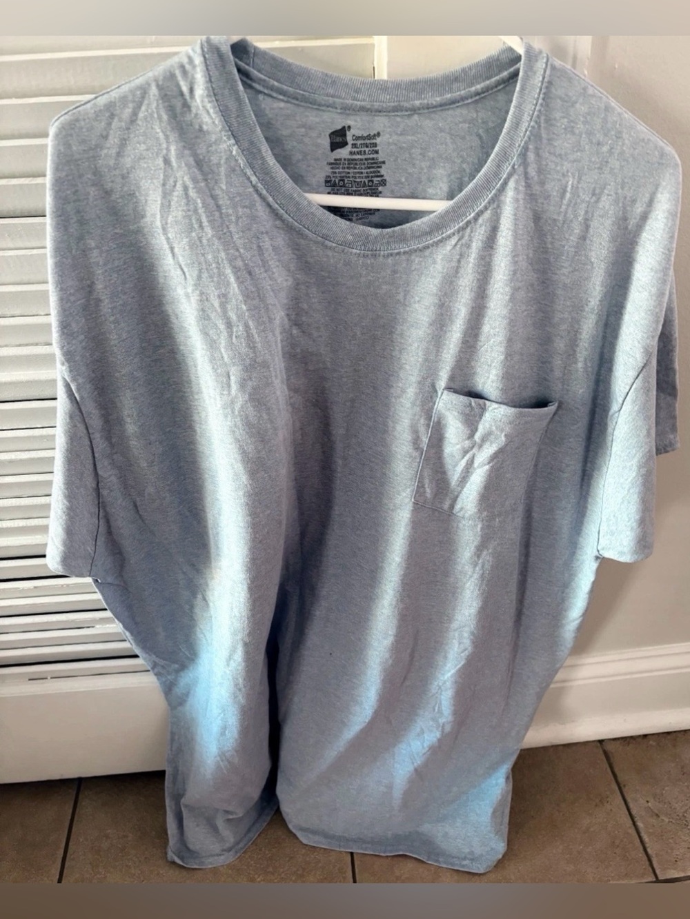 Hanes ComfortSoft Shirt Mens Blue Pocket Crewneck 2XL